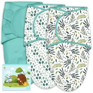 NWT Three Leaf Print and Teal Baby Swaddles Set